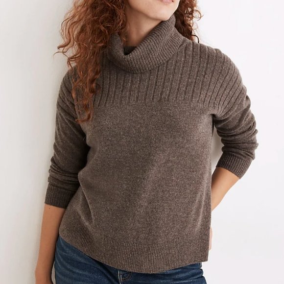 Madewell Hickory Turtleneck Sweater - Brown/Taupe, Size Small - Picture 2 of 8